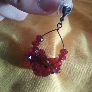 Red dangle earrings